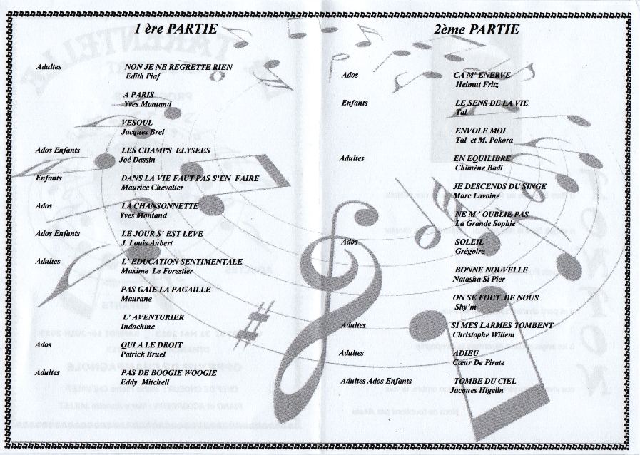 programme du concert 2013