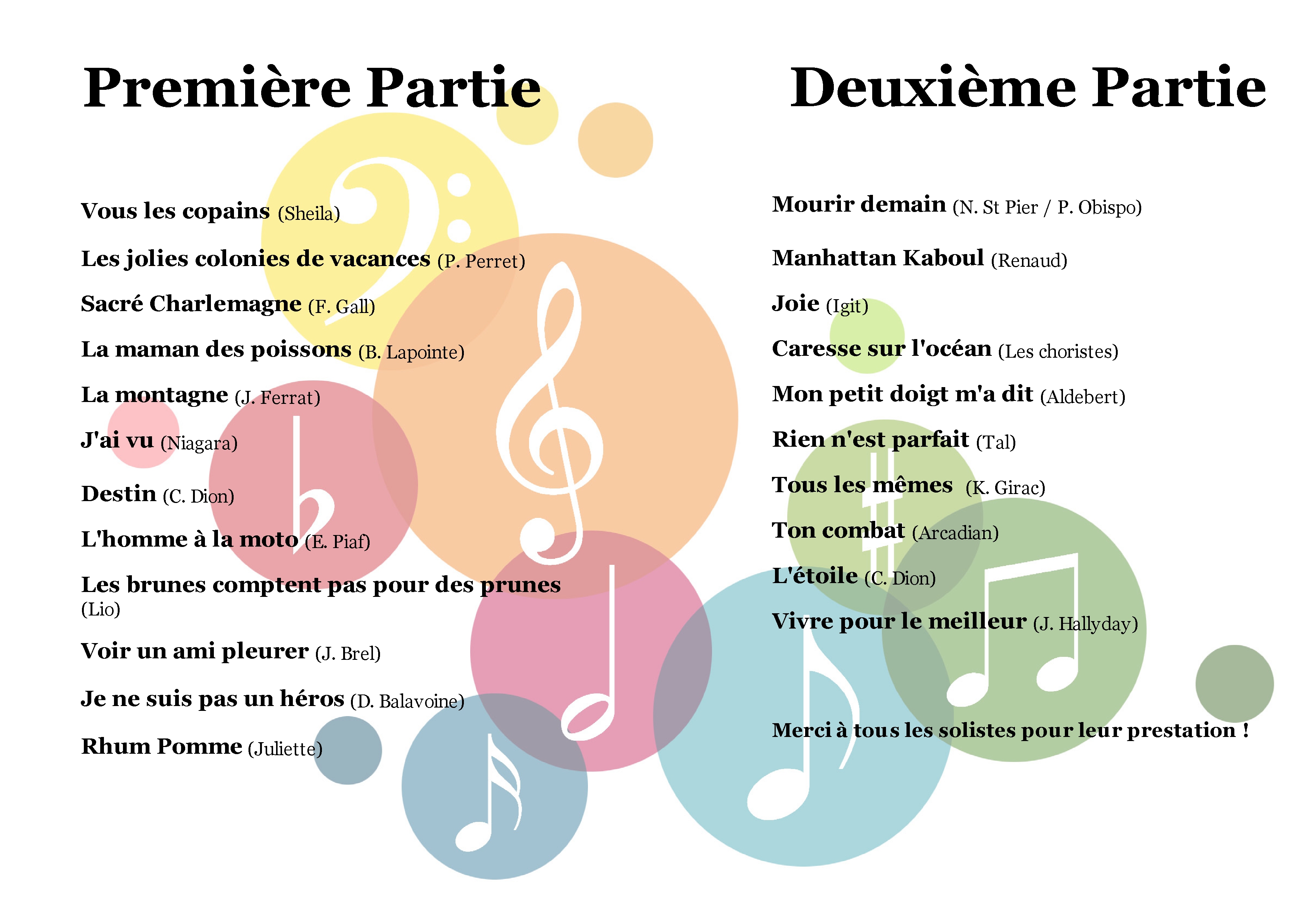 programme du concert 2018