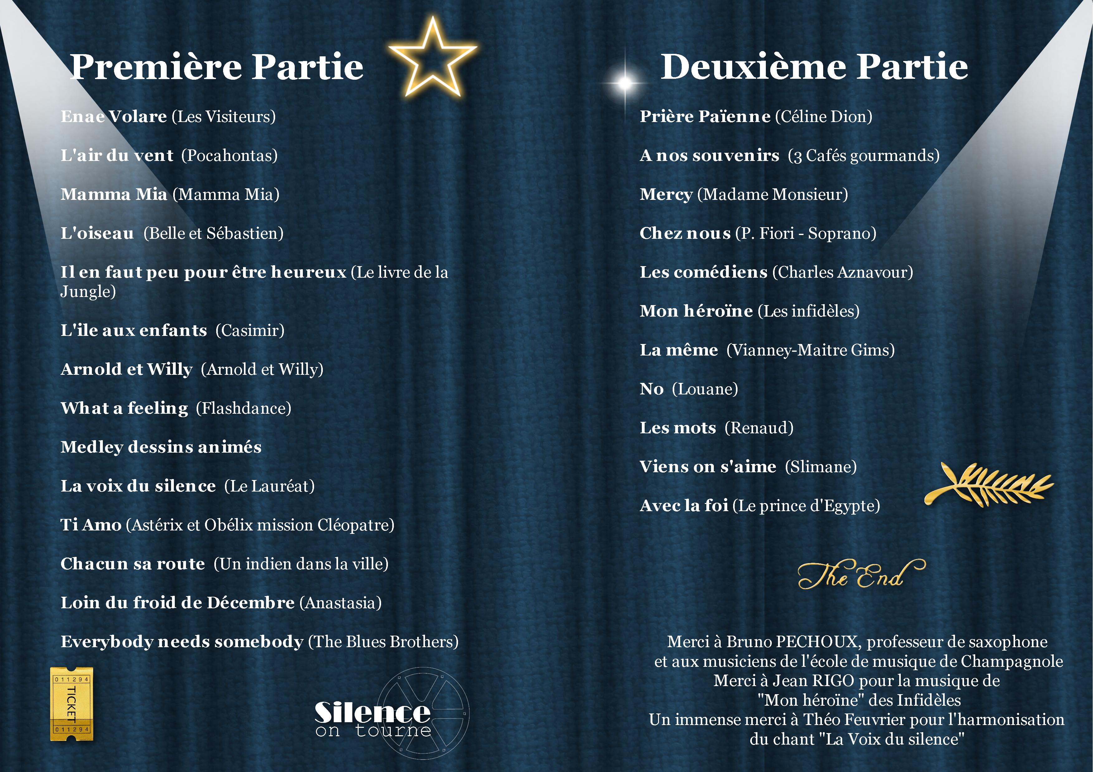 programme du concert 2019